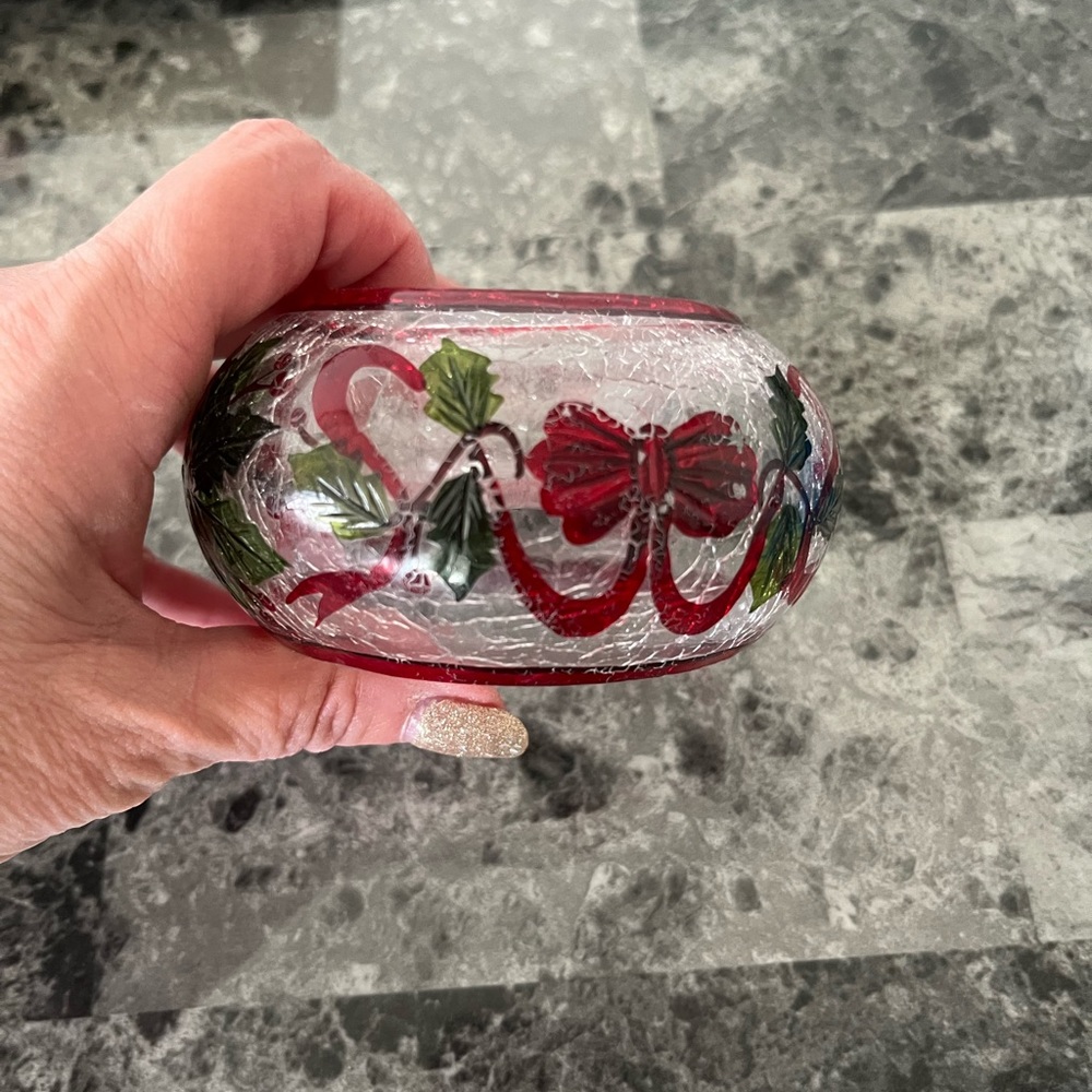 Glass Tea light Holder w 2 teaights